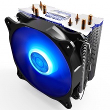 爱国者（aigo）冰魄E-4 蓝色呼吸灯 CPU散热器（多平台/支持AMD/PWM温控/12CM呼吸灯风扇/4热管/附硅脂）