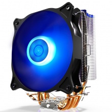 爱国者（aigo）冰魄E-4 蓝色呼吸灯 CPU散热器（多平台/支持AMD/PWM温控/12CM呼吸灯风扇/4热管/附硅脂）