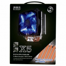 超频三（PCCOOLER）东海X5 CPU散热器（多平台/支持AM4/1151/5热管/PWM温控/12CM静音风扇/附带硅脂）
