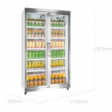 凡萨帝（Fasato） 双门展示柜 冷藏柜 冷冻柜 保鲜柜 立式冰柜 商用冰箱 风冷无霜饮料柜 双门平头款112BH+高端风冷+自动回弹门