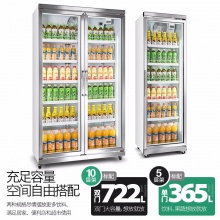 凡萨帝（Fasato） 双门展示柜 冷藏柜 冷冻柜 保鲜柜 立式冰柜 商用冰箱 风冷无霜饮料柜 双门平头款112BH+高端风冷+自动回弹门