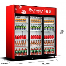 雪花 （SNOWFLK）商用冰柜冰箱展示柜保鲜柜立式冷藏柜商用冰箱展示柜饮料柜冷柜冷藏陈列 三门红黑色升级版