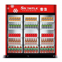 雪花 （SNOWFLK）商用冰柜冰箱展示柜保鲜柜立式冷藏柜商用冰箱展示柜饮料柜冷柜冷藏陈列 三门红黑色