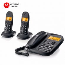 摩托罗拉(Motorola)CL102C数字无绳电话机座机子母机中文显示免提套装办公家用一拖二固定无线座机(黑色)