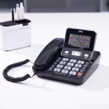 得力（deli）789多功能大屏背光电话机 翻转可摇头可接分机固定电话/座机（黑色）