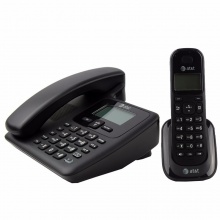 AT&T EL34109BCN数字无绳电话机座机子母机中文显示免提家用办公一拖一固定无线座机有绳 黑色