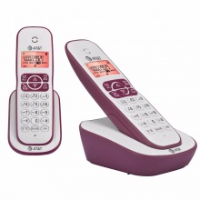 AT&T EL32127CN 紫色 双子机数字无绳电话机座机套机 数字留言15分听筒扩音家用办公固定无线电话主机