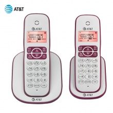 AT&T EL32127CN 紫色 双子机数字无绳电话机座机套机 数字留言15分听筒扩音家用办公固定无线电话主机