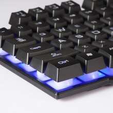 金河田KM021彩虹湾游戏键盘鼠标套装 键鼠套装 机械手感有线键盘 七彩背光 黑色