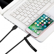 摩米士（MOMAX）MFI认证 苹果面条数据线充电线适用iPhoneX/8/7/6splus/5s/SE手机ipad 1米黑色