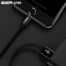 亿色(ESR) 苹果数据线 手机充电线 适用于iphone5/5s/6/6s/Plus/7/8/X/iPad/Air/Pro/mini 编织款 1m-亮黑