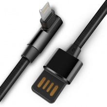 ESCASE iPhone数据线 苹果X快充电器6s线8Plus手机iPad 2.4A双L型弯头USB-C7+ 至臻黑