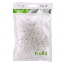 海乐（Haile）HT-RJ11-50 高性能6P4C电话RJ11水晶头 50U镀金（50个/袋）