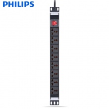 飞利浦（PHILIPS）8位2米PDU机柜电源插座板 10A带开关接线板 排插插线板
