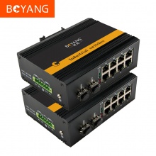 博扬（BOYANG）BY-GG208 工业级光纤转换器 千兆二光八电单模双纤以太网交换机 含电源DC12～58V不含模块