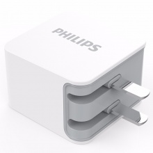 飞利浦 DLP3018 双USB 折叠式电源适配器/手机充电器/充电头 适用于苹果安卓手机平板 白色