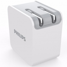 飞利浦 DLP3018 双USB 折叠式电源适配器/手机充电器/充电头 适用于苹果安卓手机平板 白色