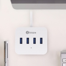 毕亚兹(Biaze) USB3.0分线器 带电源接口 3.0高速4口HUB 多接口扩展集线器 笔记本电脑一拖四 HUB11-0.3米