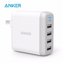 Anker安克 40W 4口USB苹果手机充电器/多口充电器/充电头/USB电源适配器 适用于苹果安卓手机平板 白色