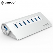 奥睿科（ORICO）USB分线器3.0带电源HUB集线器一拖七扩展 苹果MACBOOK台式笔记本多接口转换器 全铝银M3H7