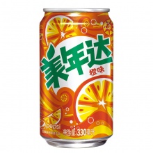 美年达 橙味 果味型汽水330ml*6罐