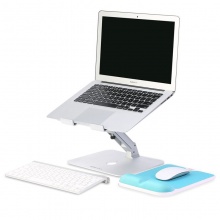 FGHGF 笔记本电脑支架 单柱自由升降铝合金散热器底座 保护颈椎桌面增高架 银色