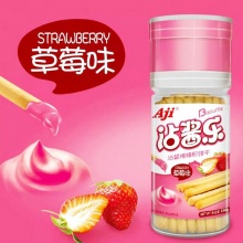 Aji 饼干蛋糕 儿童零食 沾酱乐 棒棒形手指沾酱饼干 草莓味 180g(饼干135g+酱45g）/罐