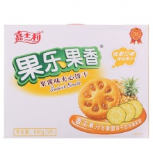 嘉士利 零食 饼干蛋糕 果乐果香 早餐果酱夹心饼干 凤梨味680g/盒