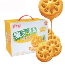 嘉士利 零食 饼干蛋糕 果乐果香 早餐果酱夹心饼干 凤梨味680g/盒