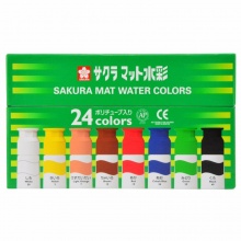 樱花(SAKURA)水彩颜料美术绘画 24色透明水彩套装绿盒 MW24PE 12ml/支