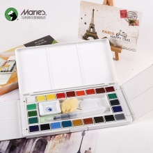 马利（Marie's）固体水彩颜料 24色写生透明水彩套装 W-4024