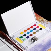 博格利诺BOGELINUO 固体水彩颜料套装24 36 48色水粉画颜料套装 24色单盒
