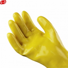 谋福 黄色棉毛浸塑劳保劳防PVC手套 防水防油防污耐酸碱 水产加工化工机械使用塑料