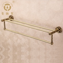 老铜匠（LTJ） 全铜欧式卫浴五金浴室挂件祥云系列双杆毛巾架 GM10702AAB青古铜色
