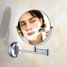 希朗 浴室化妆镜 全铜 卫生间折叠镜子 双面美容镜 8寸旋转伸缩镜壁挂 全铜双面化妆镜