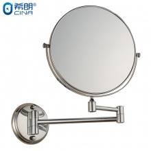 浴室化妆镜 全铜 卫生间折叠镜子 双面美容镜 8寸旋转伸缩镜壁挂 哈哈镜 三倍放大