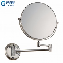 浴室化妆镜 全铜 卫生间折叠镜子 双面美容镜 8寸旋转伸缩镜壁挂 哈哈镜 三倍放大