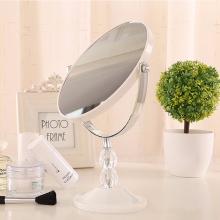 雨花泽（Yuhuaze）欧式水晶款6寸双面镜子 台式桌面化妆镜梳妆台美容镜 白色