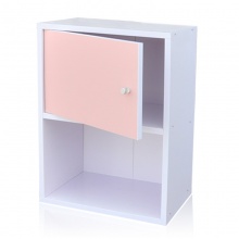 双层书柜 二格柜 自由组合书架 储物收纳柜 白色配粉色