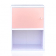 双层书柜 二格柜 自由组合书架 储物收纳柜 白色配粉色