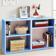 香可 双层彩色小柜子自由组合书架收纳柜偖物柜 文件柜书柜 置物柜 蓝色一对2个 宽96高60深24