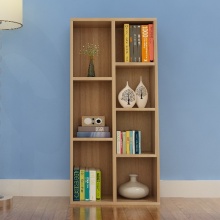 香可 简约现代书架置物架简易单个组合收纳架桌上书架创意书架简易书柜 浅胡桃色 七格柜