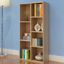 香可 简约现代书架置物架简易单个组合收纳架桌上书架创意书架简易书柜 浅胡桃色 七格柜