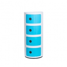 爱丽思 环保塑料组合圆形收纳柜床头柜储物柜 儿童收纳 蓝/白 4层