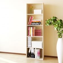 慧乐家 书柜书架 鲁比克五层组合收纳整理柜 简易大容量储物柜 白枫木色11055-1