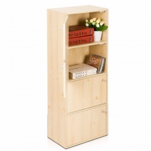 慧乐家 书柜书架 鲁比克四层组合带门柜 简易储物收纳柜 白枫木色 1106511