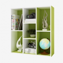 慧乐家 书柜书架 鲁比克创意七格柜 组合柜子层架储物柜收纳柜置物柜 绿白色11049-2