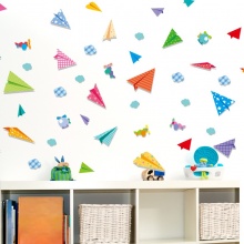 凡雅空间 可移除墙贴纸贴画卡通儿童房间男孩卧室幼儿园布置墙壁纸飞机图案 彩色纸飞机 中号