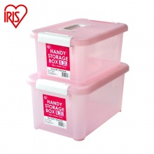 爱丽思IRIS环保塑料手提式小物件化妆杂物收纳箱储物整理箱收纳盒 粉色 HKB-8L 33.5x22x16.7cm