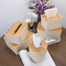 竹木纸巾盒 创意简约抽纸盒 家用多功能遥控器收纳盒卷纸筒 SQ-3161方形纸巾盒